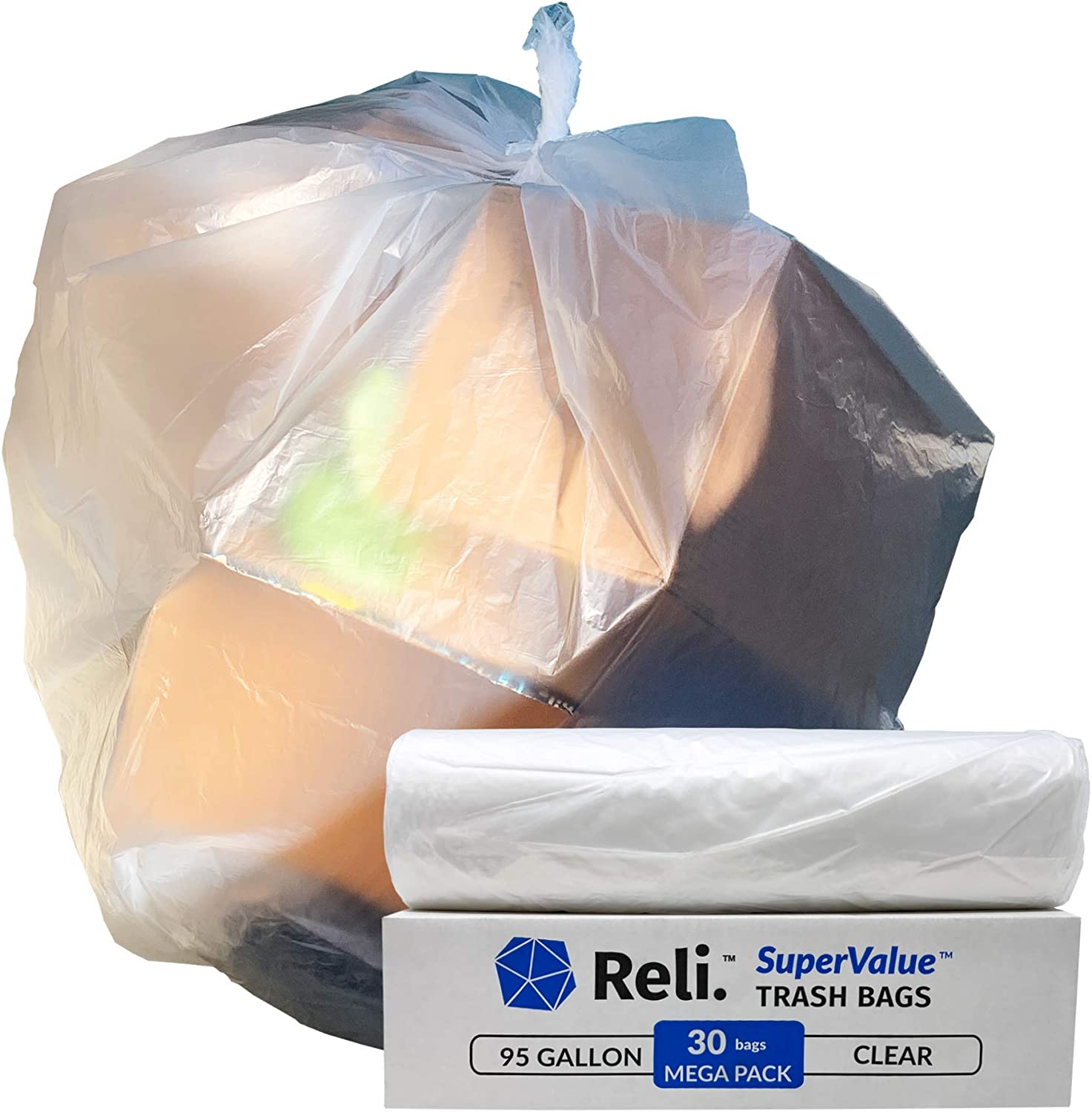 Reli. 55-60 Gallon Trash Bags Heavy Duty | 50 Bags | 50-60 Gallon | Large  Black Garbage Bags | Made in USA